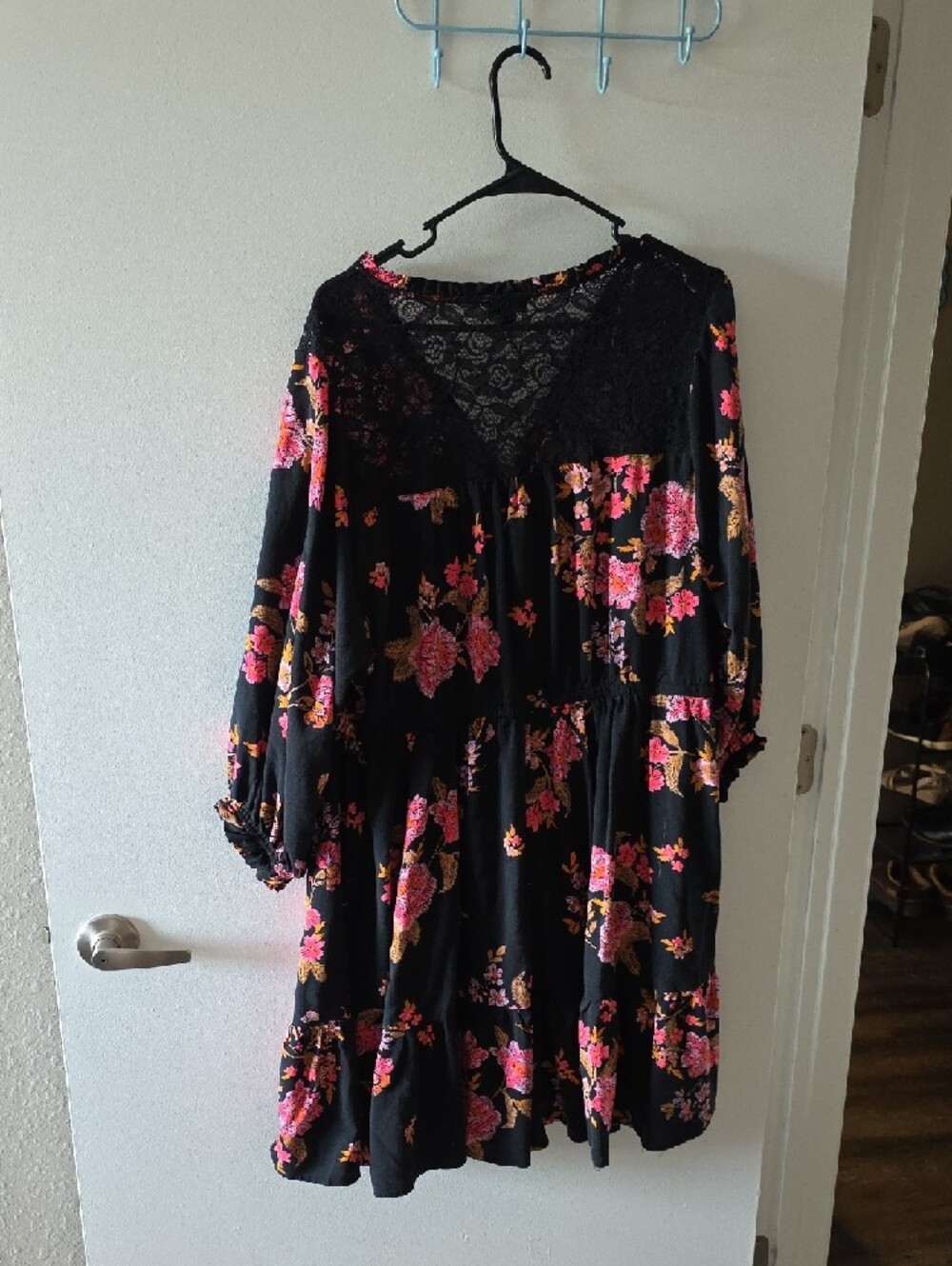 Torrid Black Lace Dress with Pink & Gold Floral Trim - Picture 5 of 6